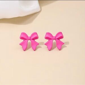 Fluorescent Pink Bow 🎀 Earrings